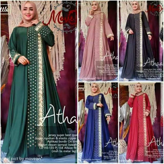 BAJU TIMUR TENGAH WANITA UNTUK LEBARAN- Athaar Maxy Arab Dress Muslim Jumbo Khalifa Bordir Super Jum