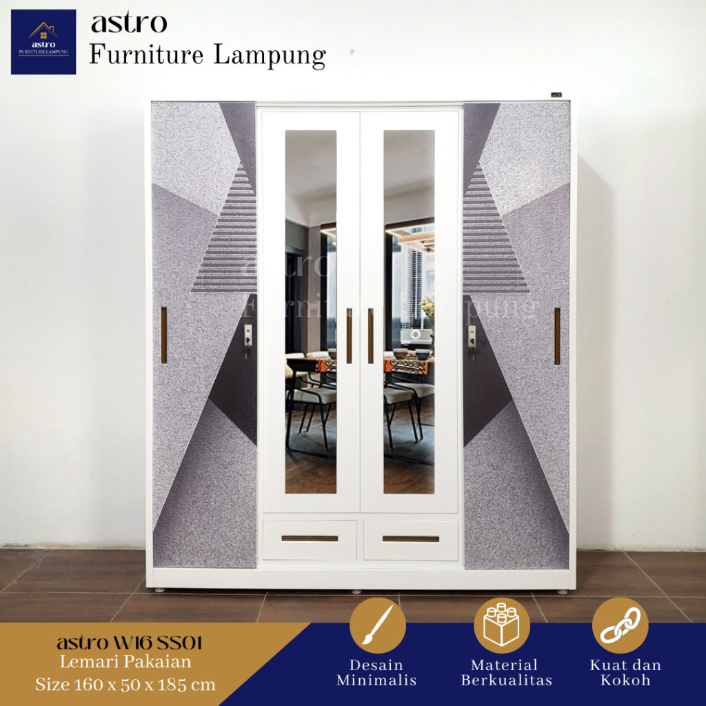 

PROMO SPESIAL Lemari Pakaian Plat Besi 4 Pintu + 2 Laci Dilengkapi Kaca Berkualitas