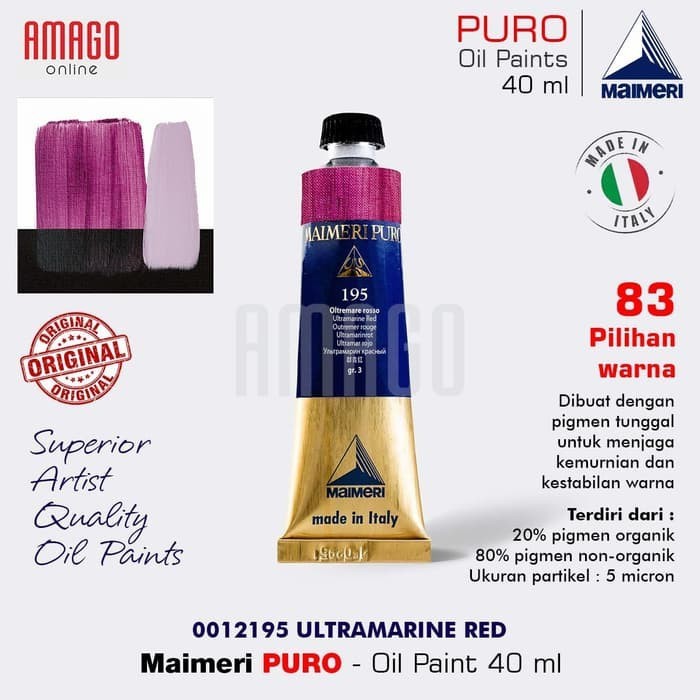 

MAIMERI Puro - Oil Paint - Ultramarine Red - 40ml - M0012195