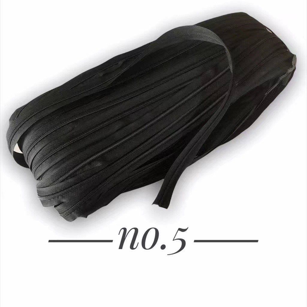 cod&ready merk MJ 90yard Resleting Warna hitam Gigi Plastik daun nilon No.5 Per Roll Resleting murah