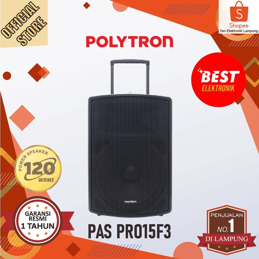 Speaker POLYTRON PAS PRO 15F3 Bluetooth Trolley Speaker Aktif Karaoke 15 Inch