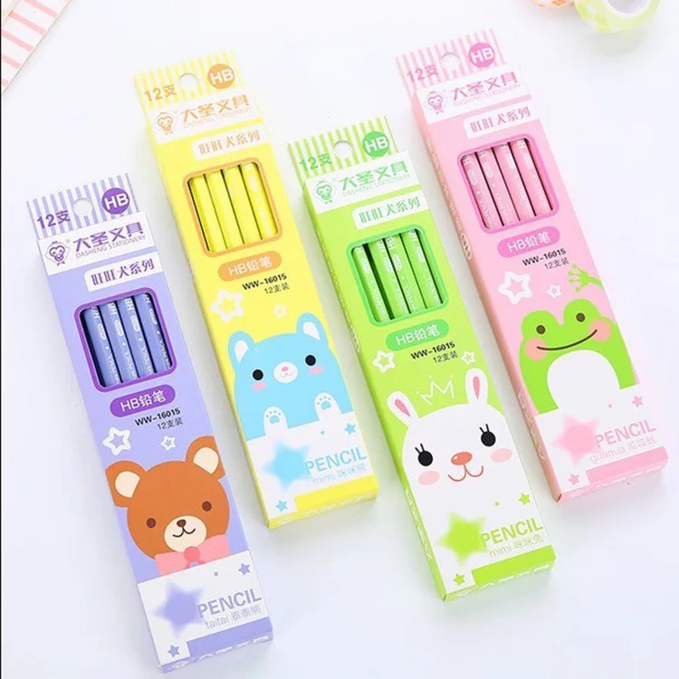 

SUNFAY PENSIL TULIS LUCU IMUT HB ANIMAL 1 SET ISI 12 PCS PERLENGKAPAN SEKOLAH TERMURAH