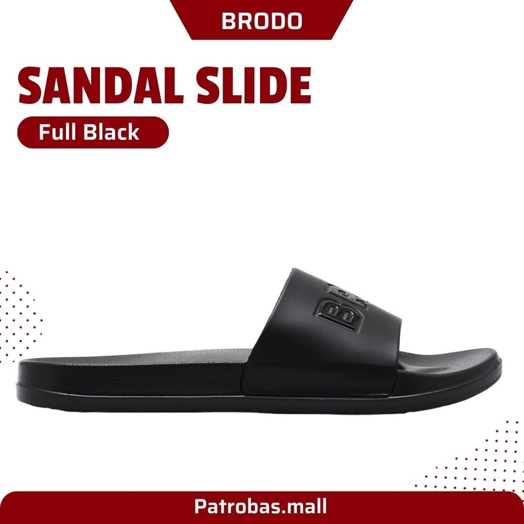 BRODO Sandal Broslides BRO-DO Full Black Original Sendal Slide Slop Pria Hitam Polos