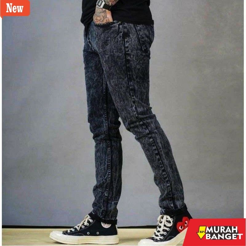 Celana denim pria- CELANA JEANS PRIA SKINNY SNOW ACID GREY TERBARU CELANA JEANS PANJANG SKINNY COWOK