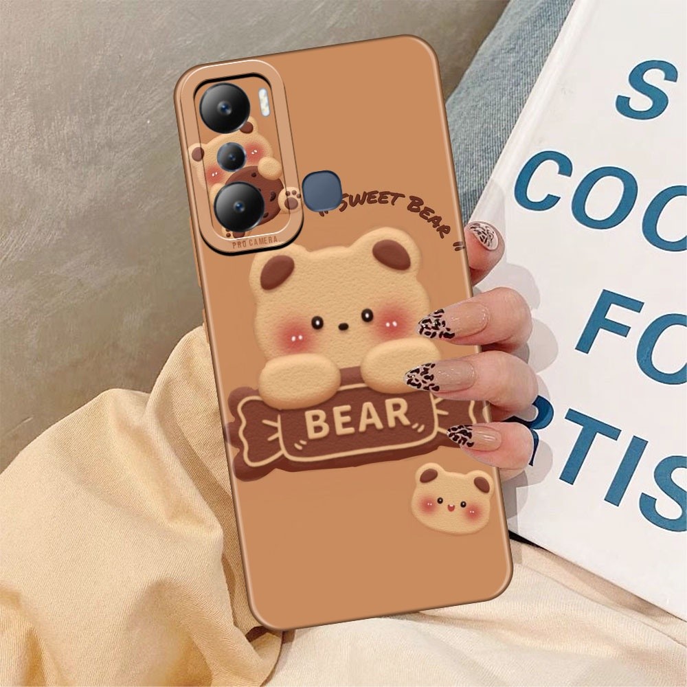 Softcase HP Infinix Hot 12i / Infinix Hot 20i Fashion Printing Bear Beruang Lucu Imut Silikon - Soft