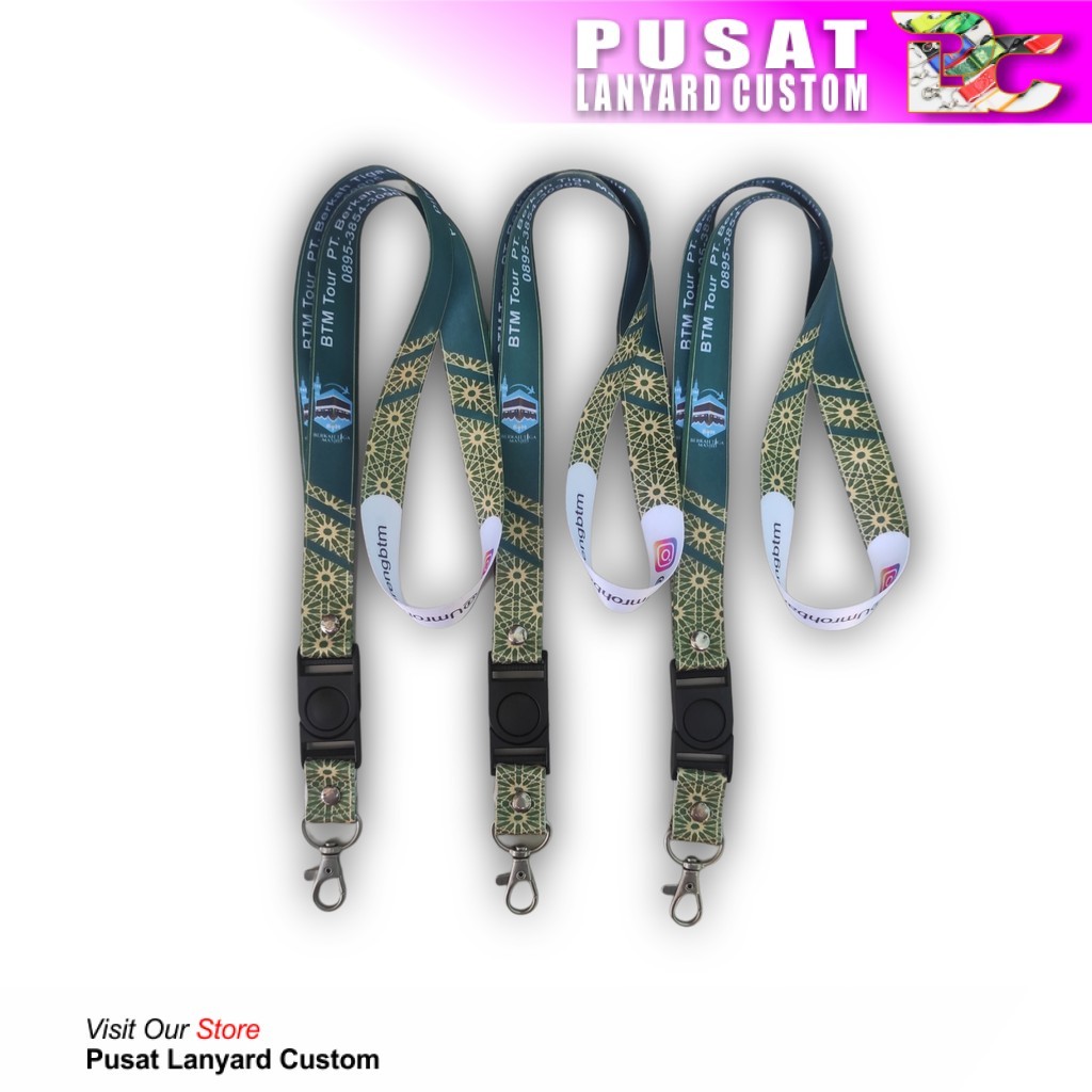 

Pusat Lanyard Custom - cetak lanyard sublim 1,5cm 2muka / tali idcard print 1,5cm / pita printing full color nametag id min order 10pcs