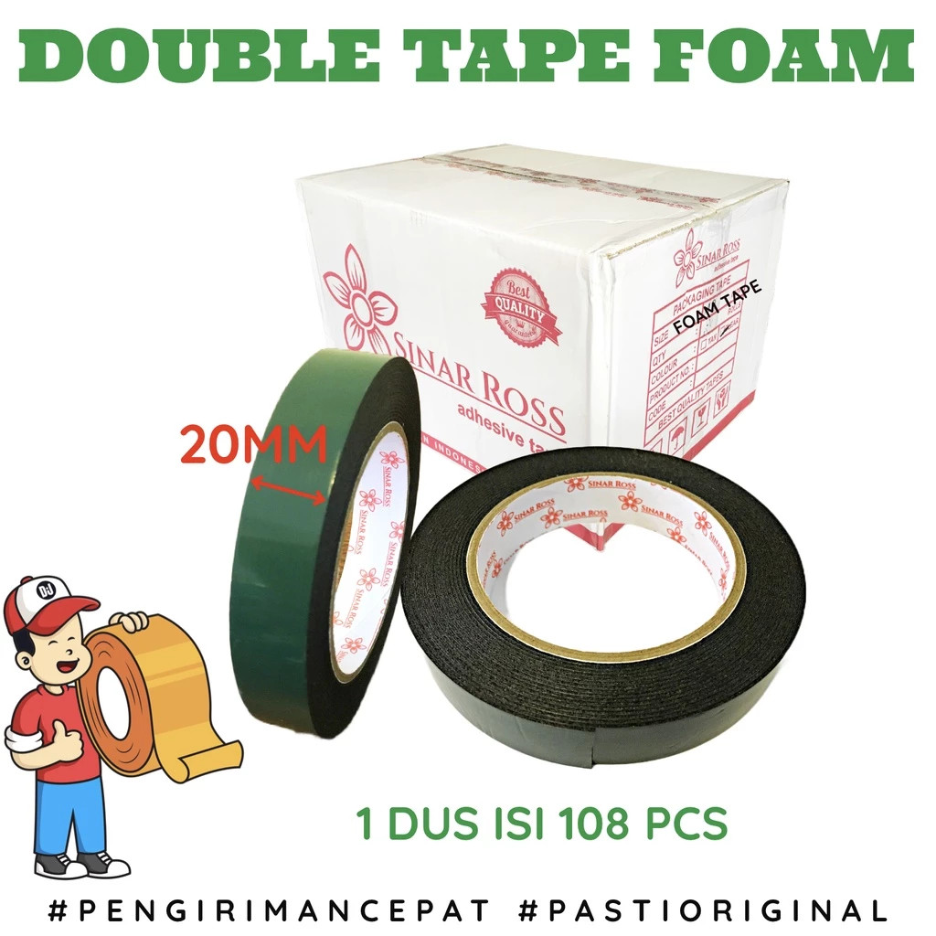

Double Tape Foam Hijau 1 inch 20mm x 5M Sinar Ross / Doble Tip PER 1 ROL