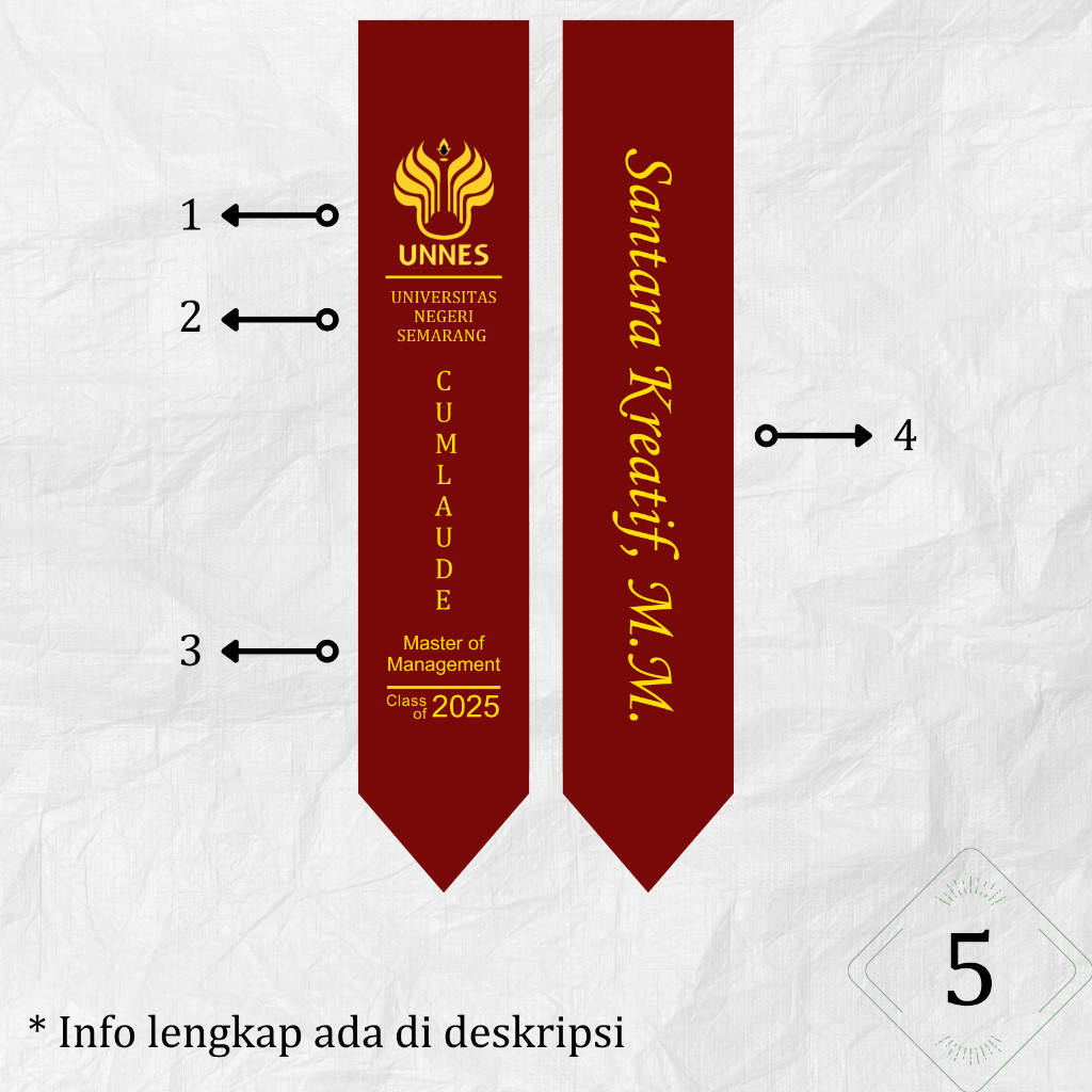 [PREMIUM] Selempang Wisuda Mewah / Selempang Wisuda Bludru dua sisi / Slempang Wisuda  2 Lapis Selem