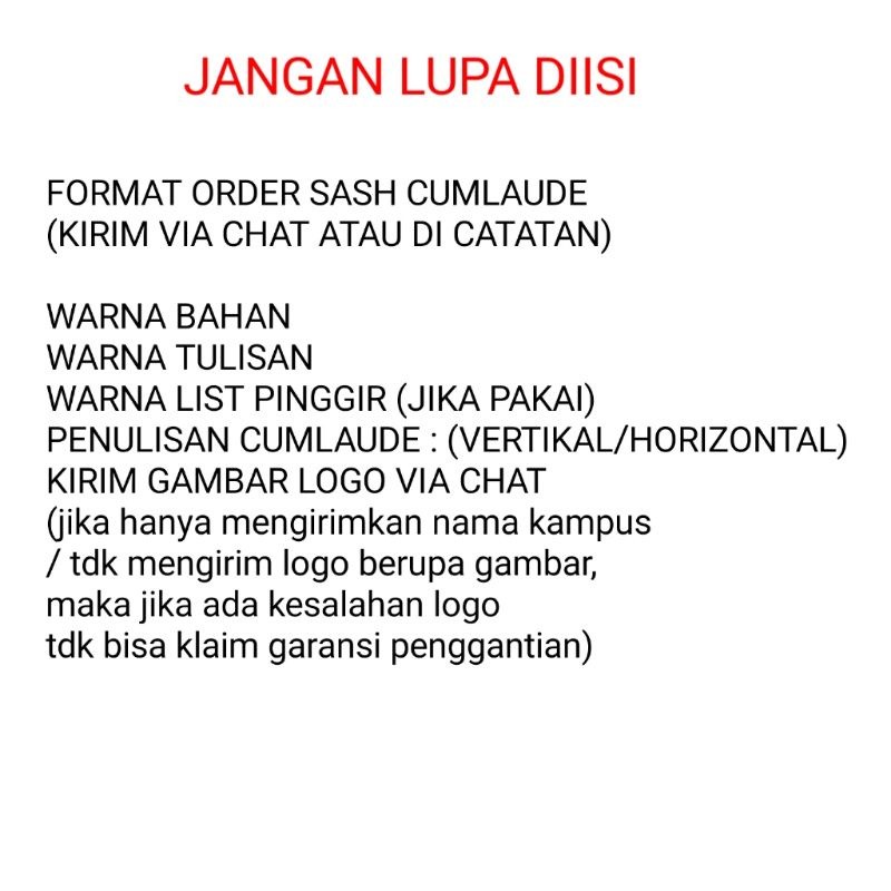 Sash Selempang Bordir CUMLAUDE bisa pakai LOGO Selempang Wisuda