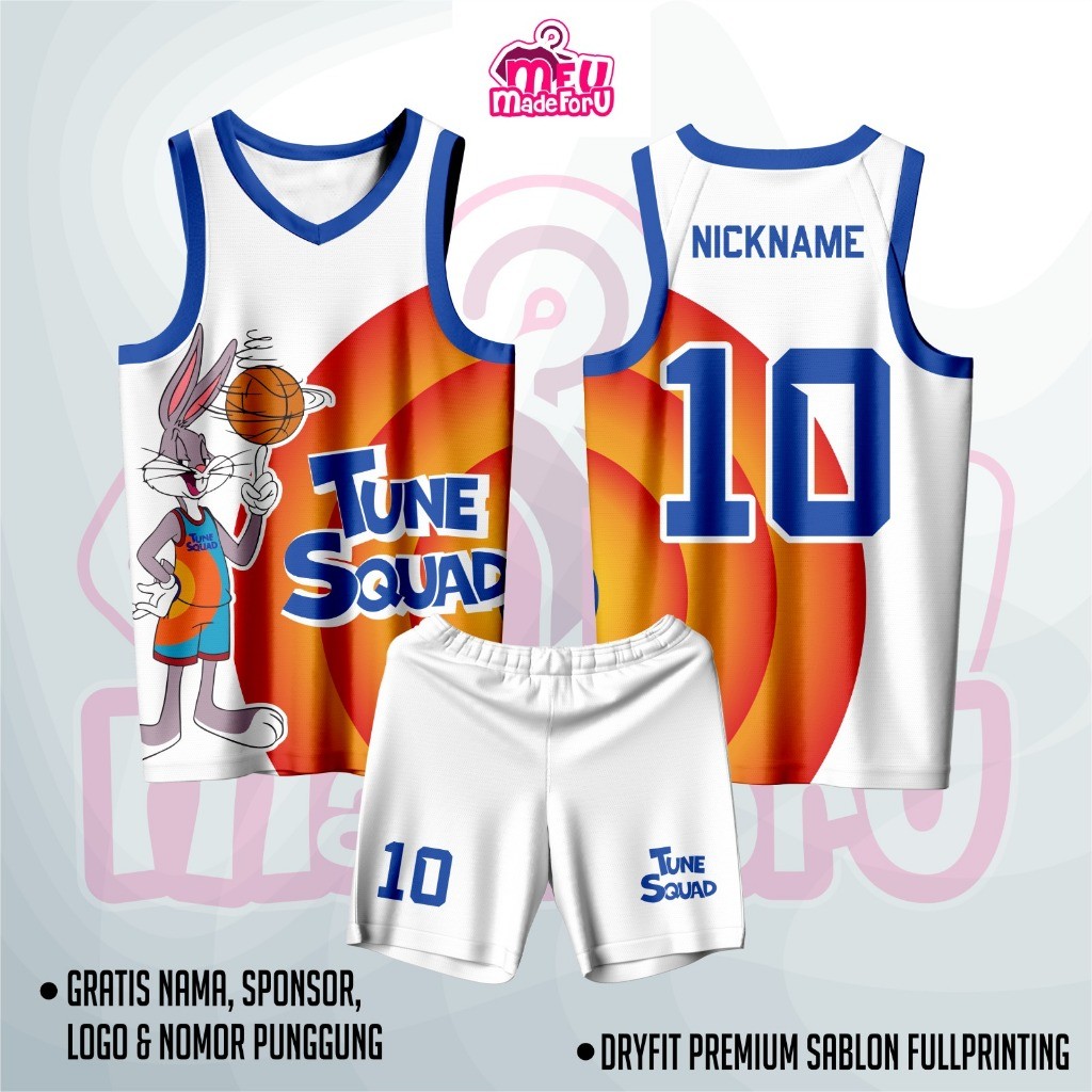 Jersey Baju Wanita/Pria TUNE SQUAD BUGS BUNNY Special Edition WHITE CUSTOM SUKA SUKA DESAIN  Basket 