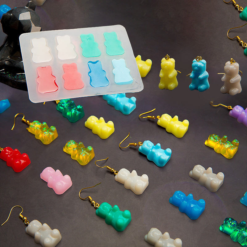 

Cute Bear Silicone Mould Crystal Resin Epoxy Molds Jewelry Pendant Mold Art DIY Craft Decorations Keychain Pendant Accessories