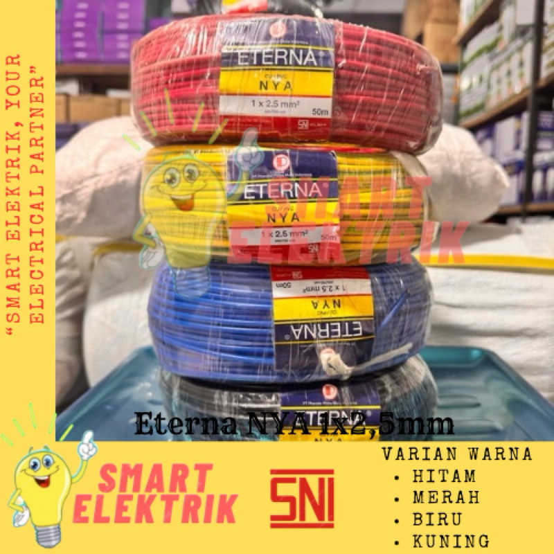 Kabel Listrik NYA Eterna 1x2,5mm Full Tembaga Kawat | Eterna 1x2.5 SNI - 50 Meter