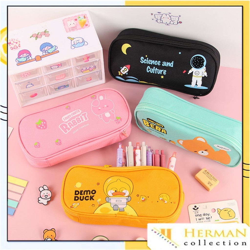 

HC Tempat Pensil Karakter Kartun Kotak Pensil Serbaguna Motif Animal Kotak Pensil Sleting Lucu Tempat Alat Tulis Perlengkapan Sekolah Kantor Double Layer Kotak Pensil Anak Perempuan Kapasitas Besar