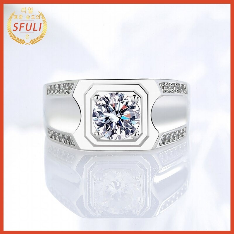 Cincin Temperamen Mode Mendominasi Pria 18K Cincin Emas Putih