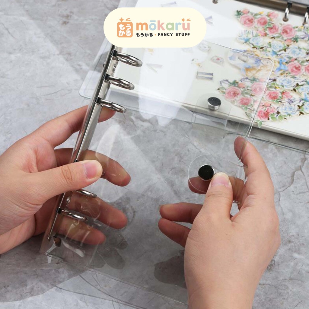 

Korean Style Clear Cover 6 Ring Binder /Sampul Buku Silikon Transparant Kancing A5/A6/A7