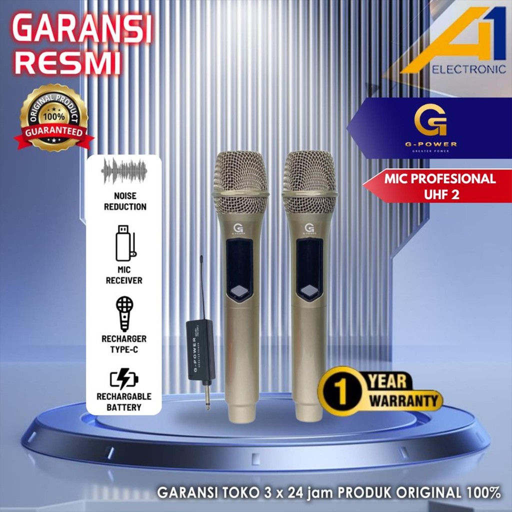 mikrofon G POWER MIC  PROFESIONAL UHF 2 nirkabel profesional