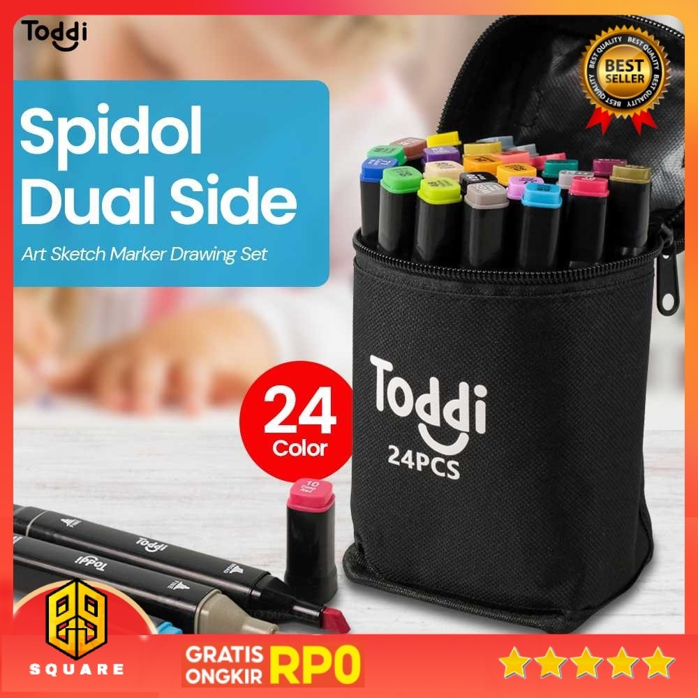 

Toddi Spidol Dual Side Fine Art Brush Art Marker Set 1.0 and 6.0mm Tip - CY-006 Original 99 Square