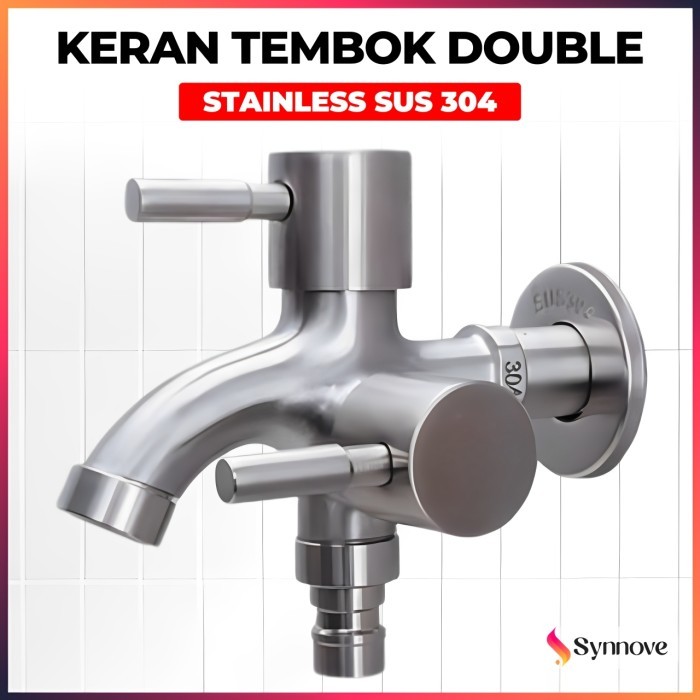 Kran Shower 2 Cabang Stainless Steel Keran Kran Air Kamar Mandi Kran Mesin Cuci  Keran Air Tembok Ke