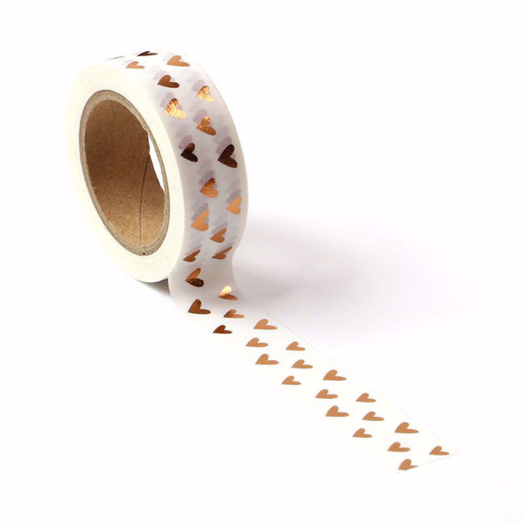 

1PC. 10M Copper Foil Hearts Washi Tape Japanese Masking Paper Kawaii Scrapbooking Tools for Photo Album Journaling Stationery