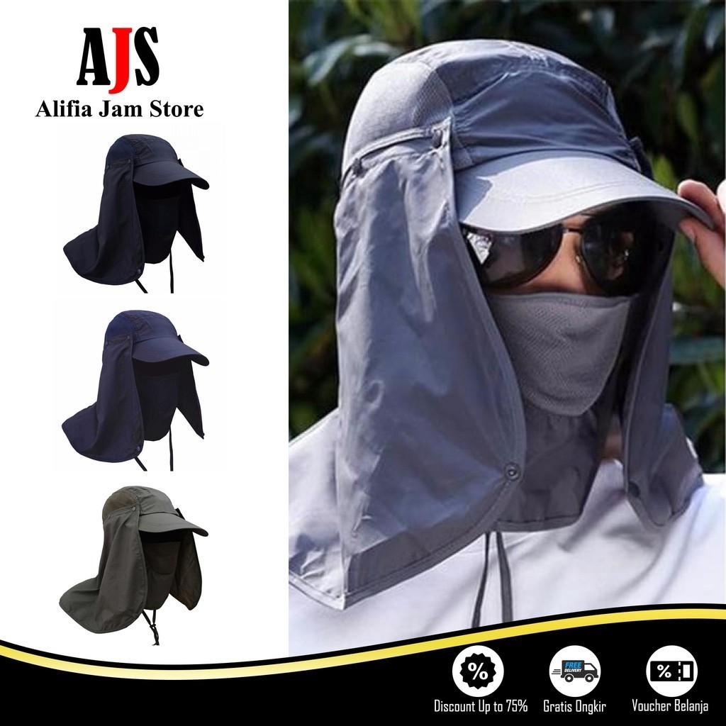 (100% ORIGINAL) Topi Mancing Topi Outdor Import Tentara Jepang Anti UV Panas Matahari