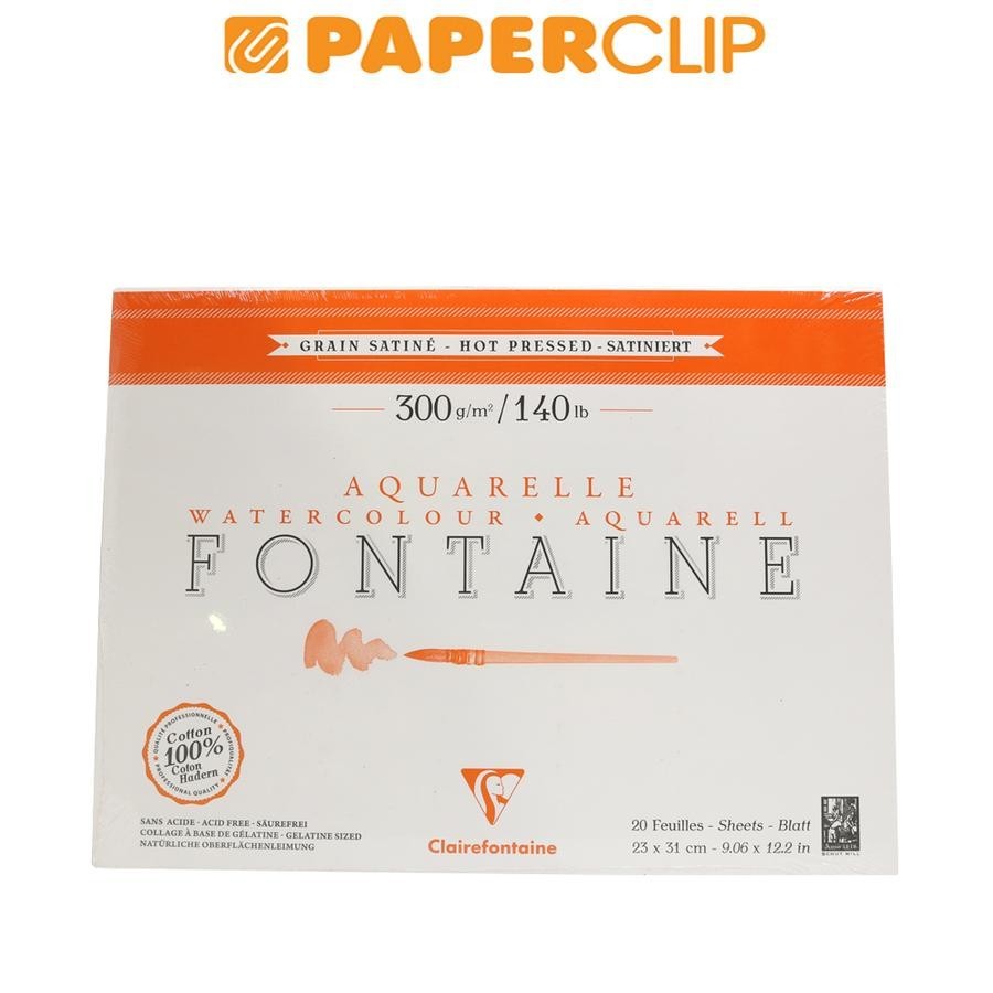 

WATERCOLOR PAD CLAIREFONTAINE FONTAINE - HOT PRESSED 300GSM 20S 23X31 96344C
