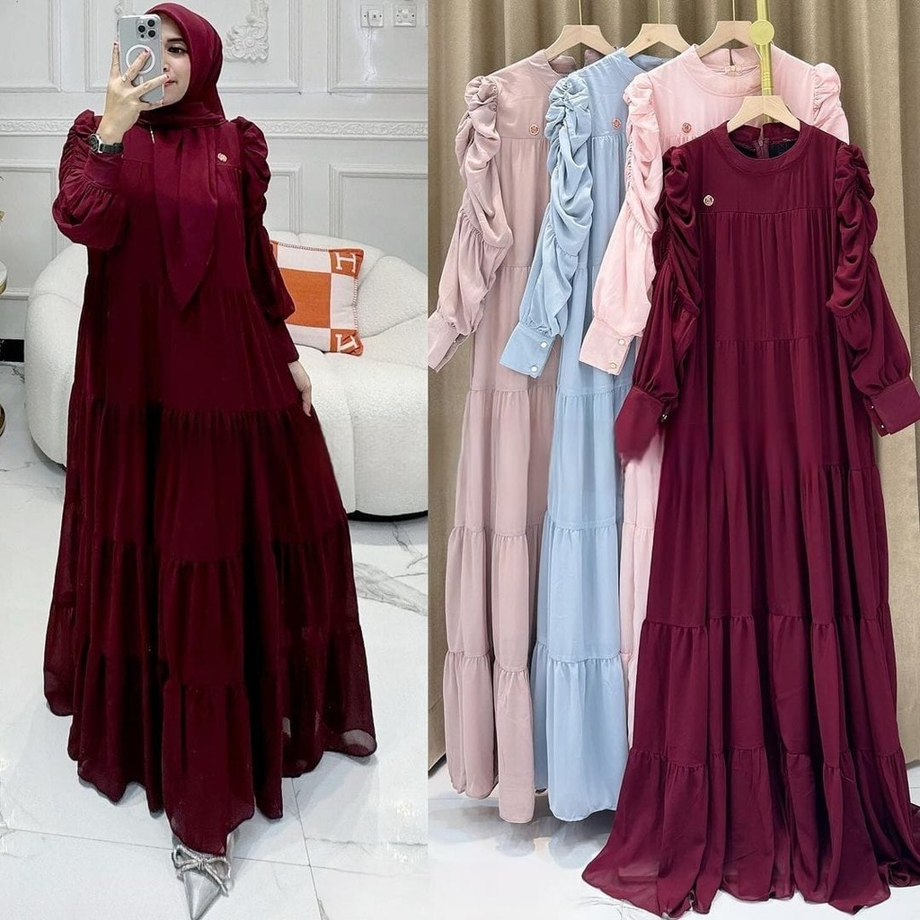 Gamis Wanita Terbaru Lebaran Mewah 2026 Dress Keluarga Pakaian Dewasaa Model Remaja Baju Kekinian Vi