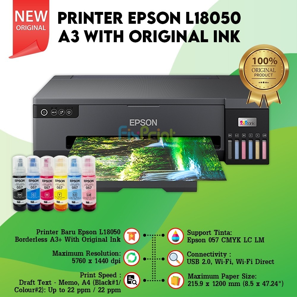 Printer Epson EcoTank L18050 Printer Photo 6 Warna A3