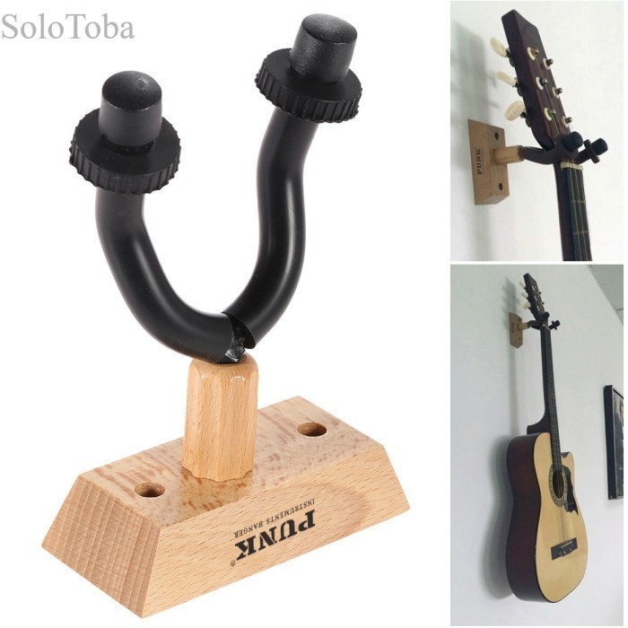 

Guitar Wall Mount Hanger Metal Rack Hook W/ Rubber Sheath Wooden Base murah