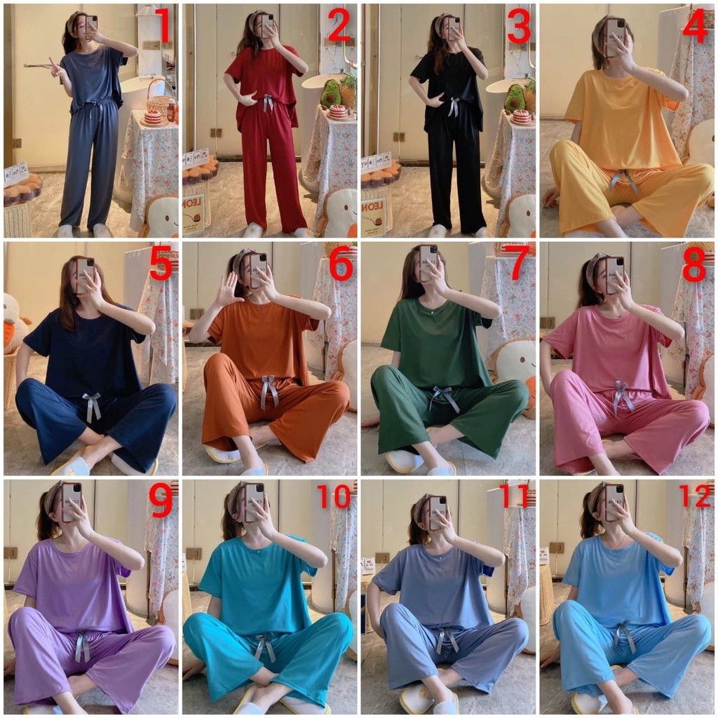 Baju tidur piyama bahan spandek import cp polos SETELAN SETCEL ONESET SET PIYAMA BAJU TIDUR  CEWEK R