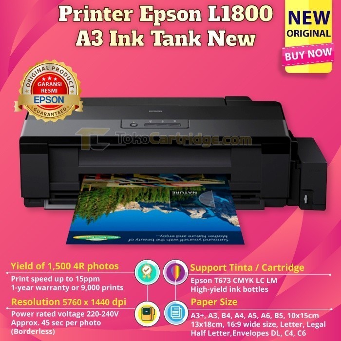 Epson Printer L1800 Print A3+ GARANSI RESMI A3 INFUS SUPPOR T DTF DTG New