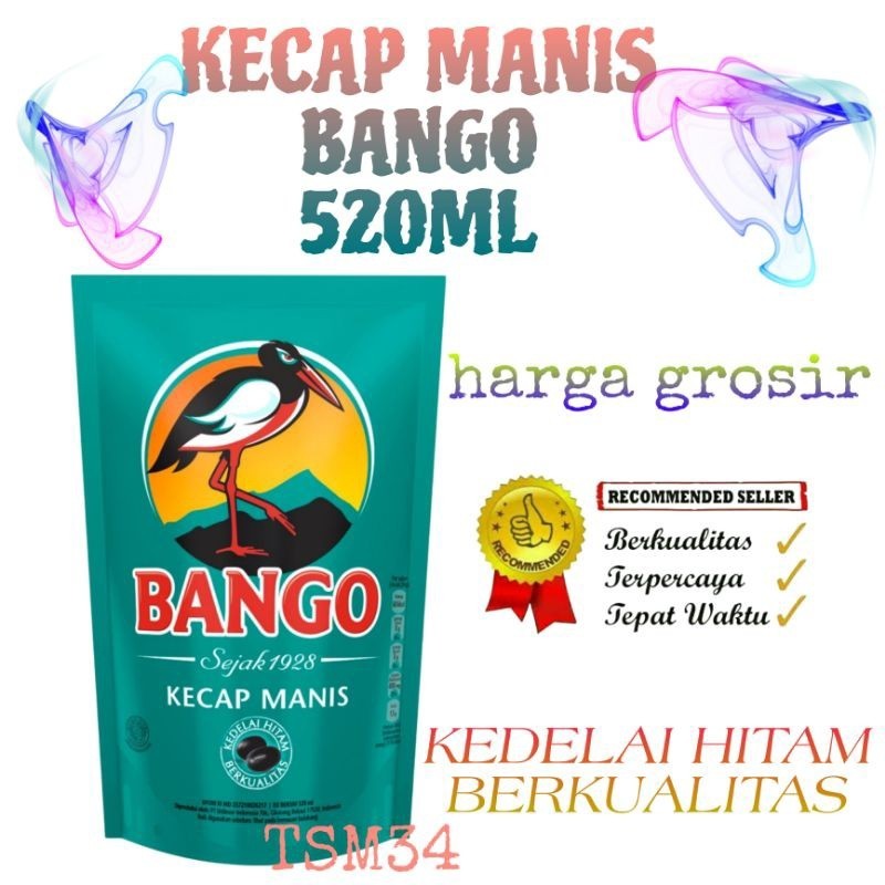 

BANGO KECAP MANIS 520ml kecap manis Bango kedelai hitam ukuran 520ml