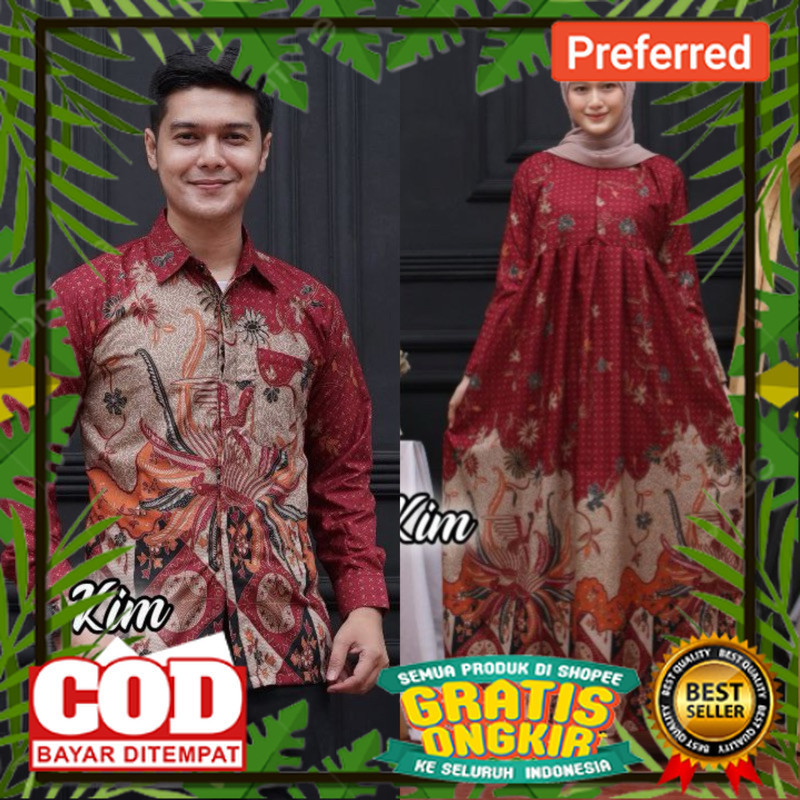 (HARGA SEPASANG) COUPLE GAMIS BATIK CANTIK TERBARU DAN TERLARIS// BATIK MODEL BARU / BATIK NASIONAL