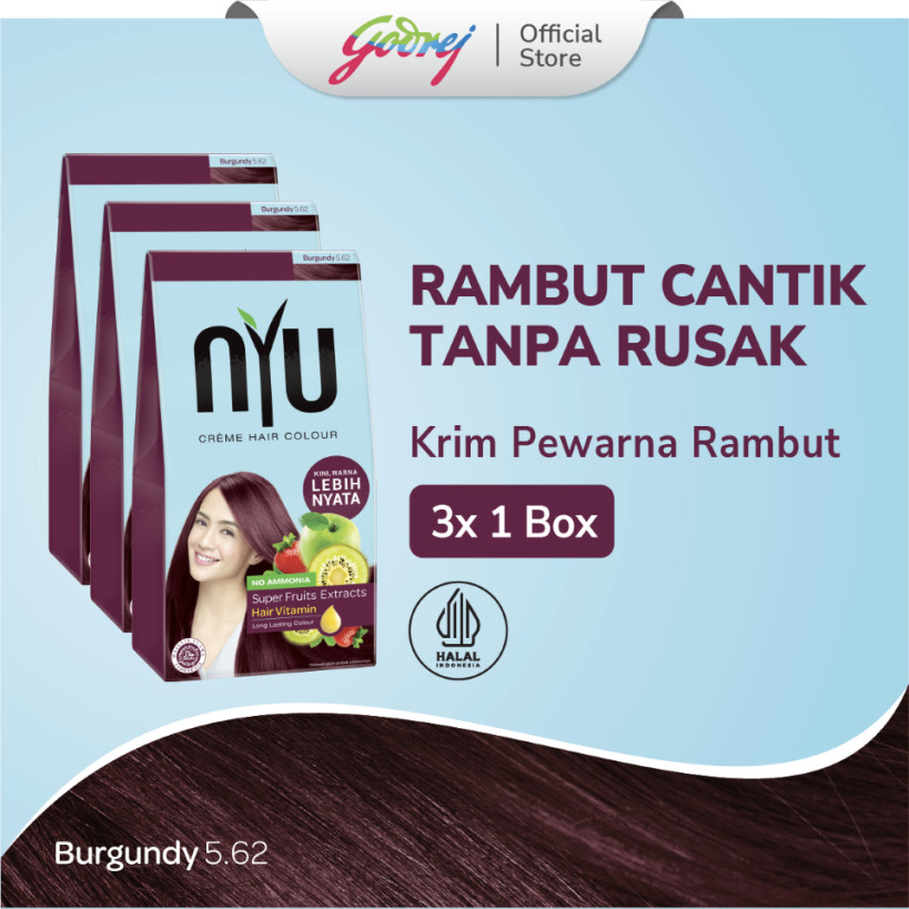 NYU Creme Hair Colour Burgundy x3 - Pewarna Rambut Panjang/Long Hair