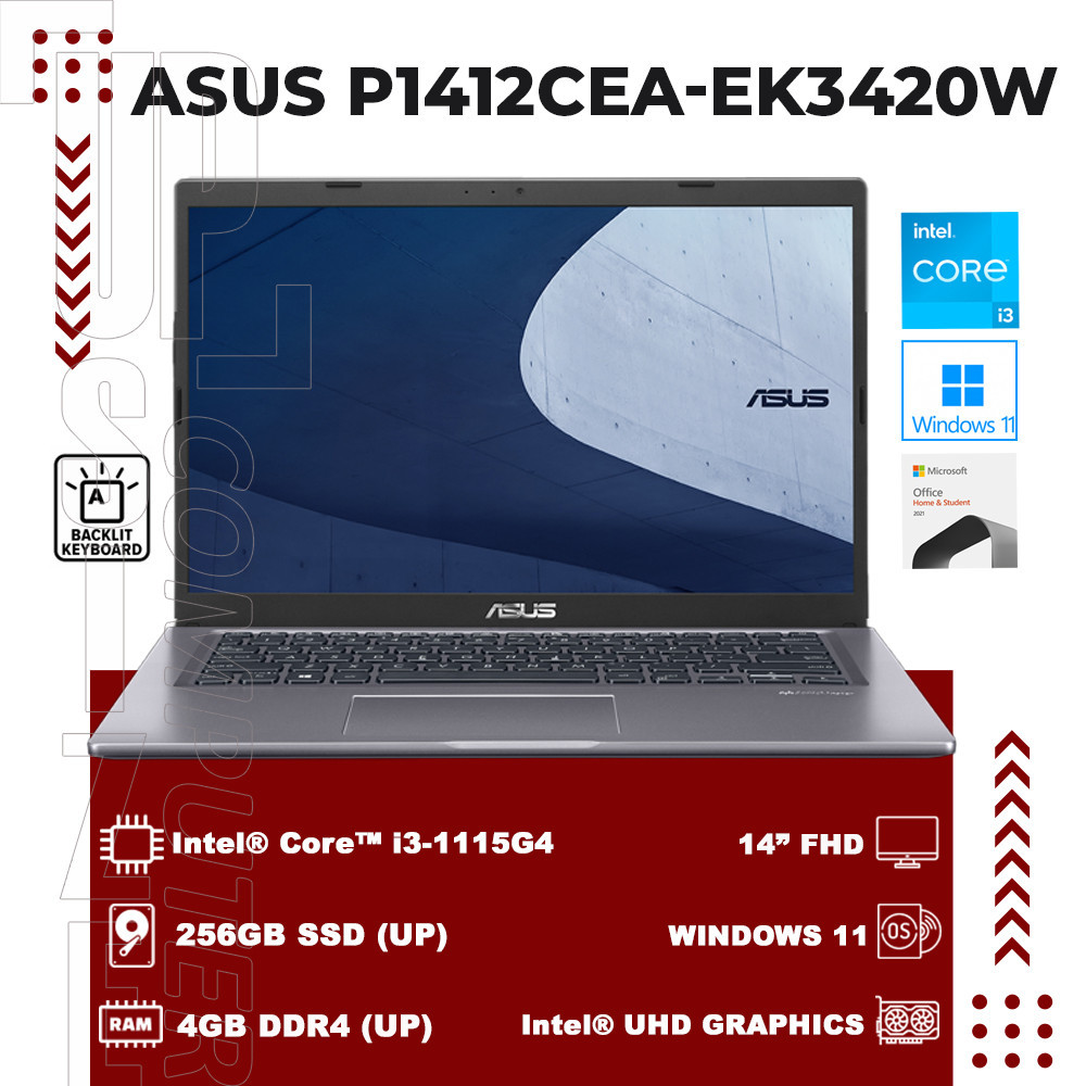 ASUS P1412CEA-ID-EK3420W(I3-1115G4/4GB/256GB/W11/14)GREY