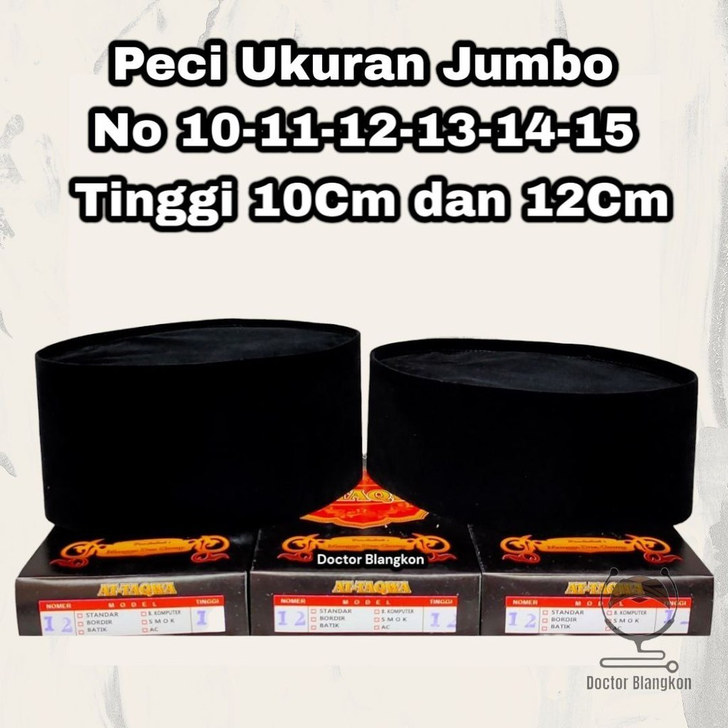 Peci Hitam Jumbo Ukuran Besar/ Big Size No 10-15 Kopyah Polos Elegan Songkok Nasional Santri Keren