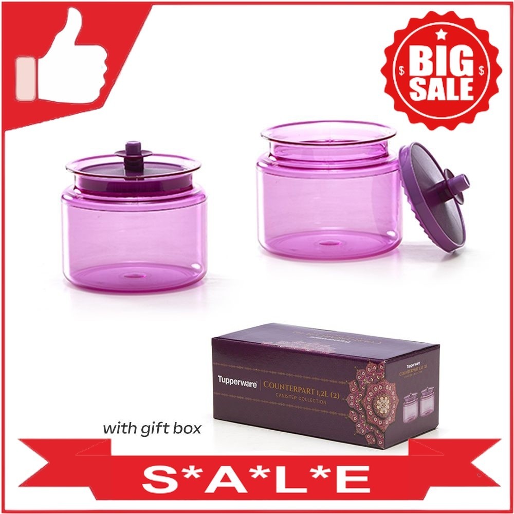 Tupperware Counterpart 1.2L 2pcs Ungu Free Box