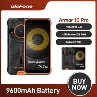 Ulefone Power Armor 16 Pro Global Rugged Waterproof Smartphone 2.4G/5G WiFi 9600mAh Android 12 NFC R