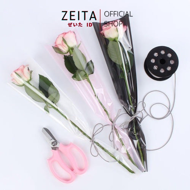 

Zeita - 1pc Plastik Bunga Mawar 1 tangkai (ecer per lembar) / Wrapping Plastik untuk Mini Buket Rose