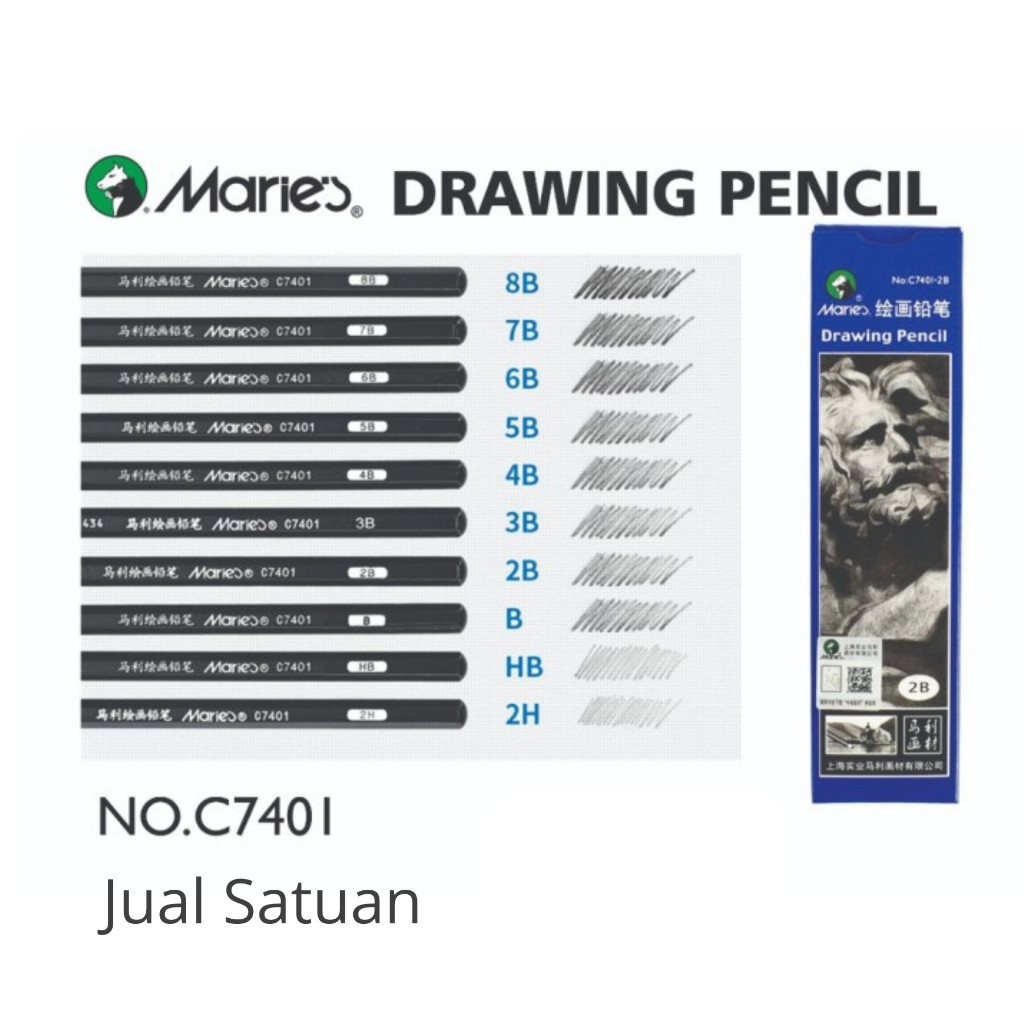 

Maries Drawing Pencils C7401 / Pensil Gambar Sketsa Lukis Maries / Pensil Maries – Satuan SHABQ