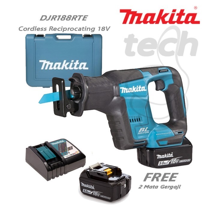 Gergaji Reciprocating Baterai Cordless Sabre Saw Makita DJR188RTE