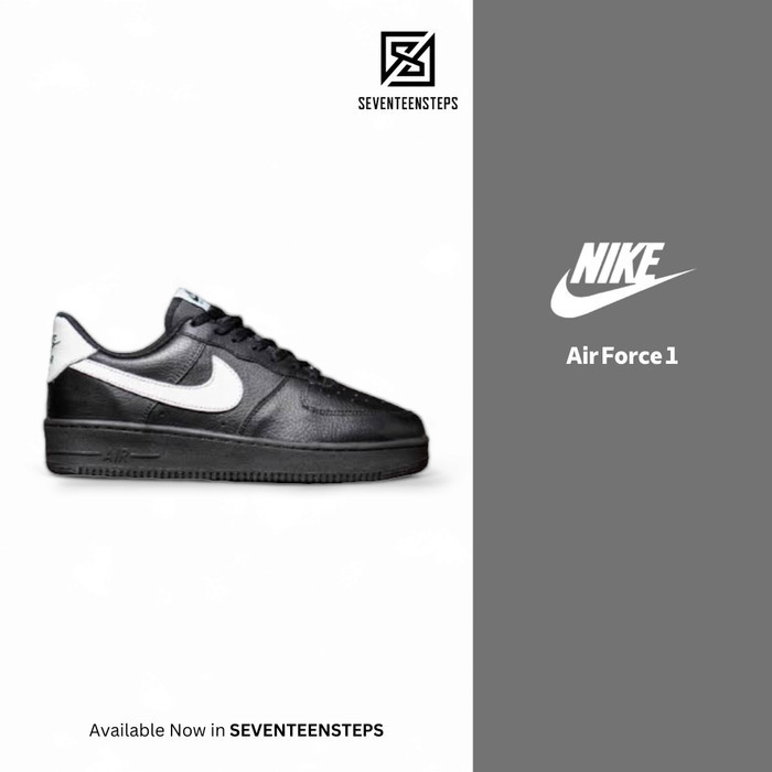 Sepatu N*ke AF1 Low Full Black Swosh White Original