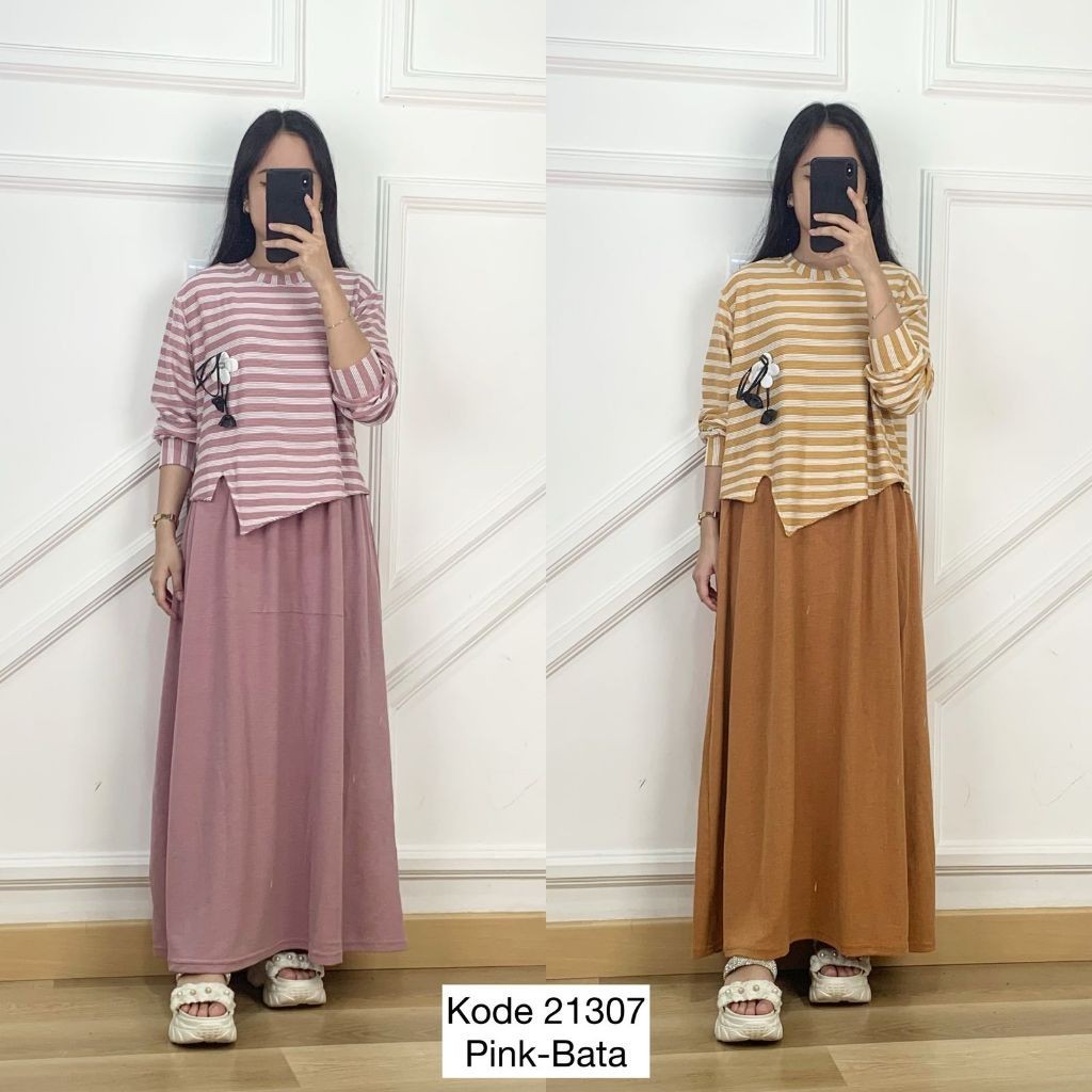 Dress Maxi I Dress Salur Panjang I Dres Bahan Knit Premium I Maxi Dress Import I Gamis Maxi