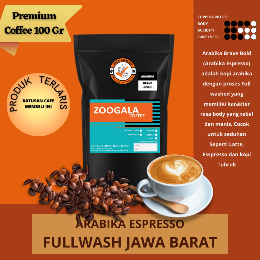 

Kopi Arabika Jawa Barat Fullwash - Espresso 100 Gr - 500 Gr
