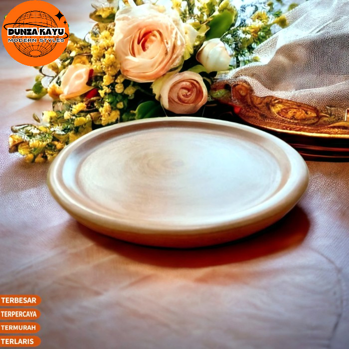Wooden plate Bold 20 Cm Piring kayu Wooden tray nampan mangkok saji