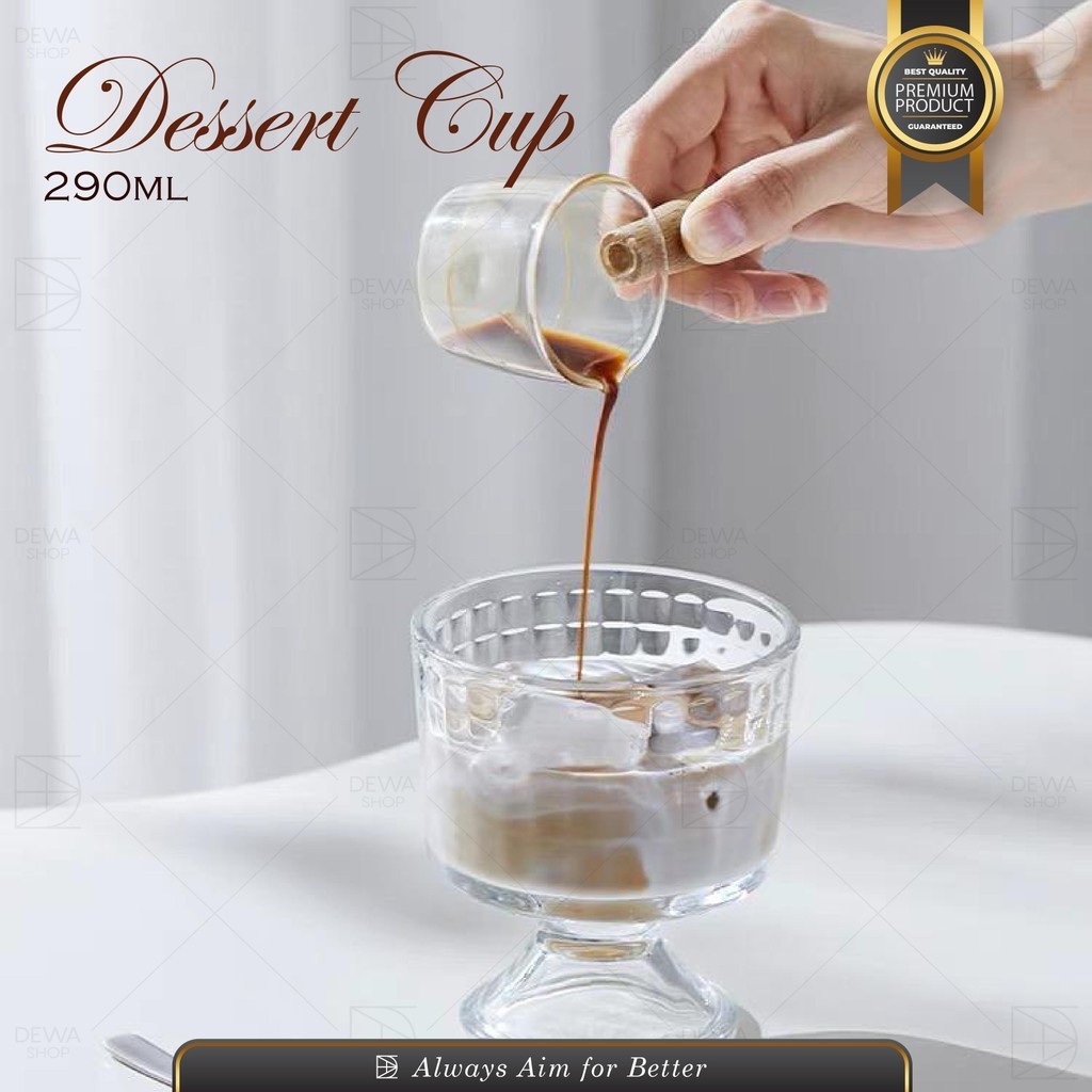 Gelas Polos Motif Kotak Lucu 290ml Dessert Jus Es Krim Cup Cafe Aesthetic Korean Kopi Ice Cream Cant