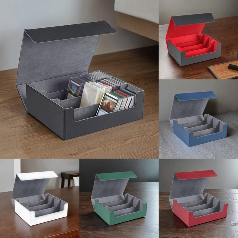 

Magnetic Suction Three Row Card Box Checkered Leather Multiple Colors Available Can Accommodate 1800 Cards Game Card Storage Box
