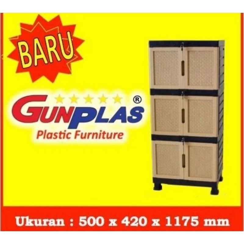 Lemari Baju Plastik Gunplas LS Mini Susun 3 Lemari Pakaian