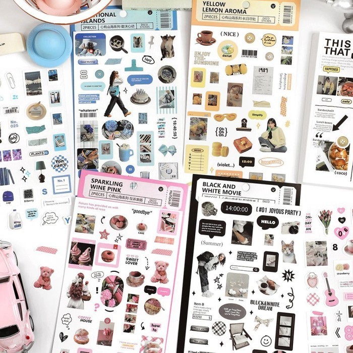 

2 Lembar Sticker Daily Life Journal Aesthetic Stiker Deco Tahan Air