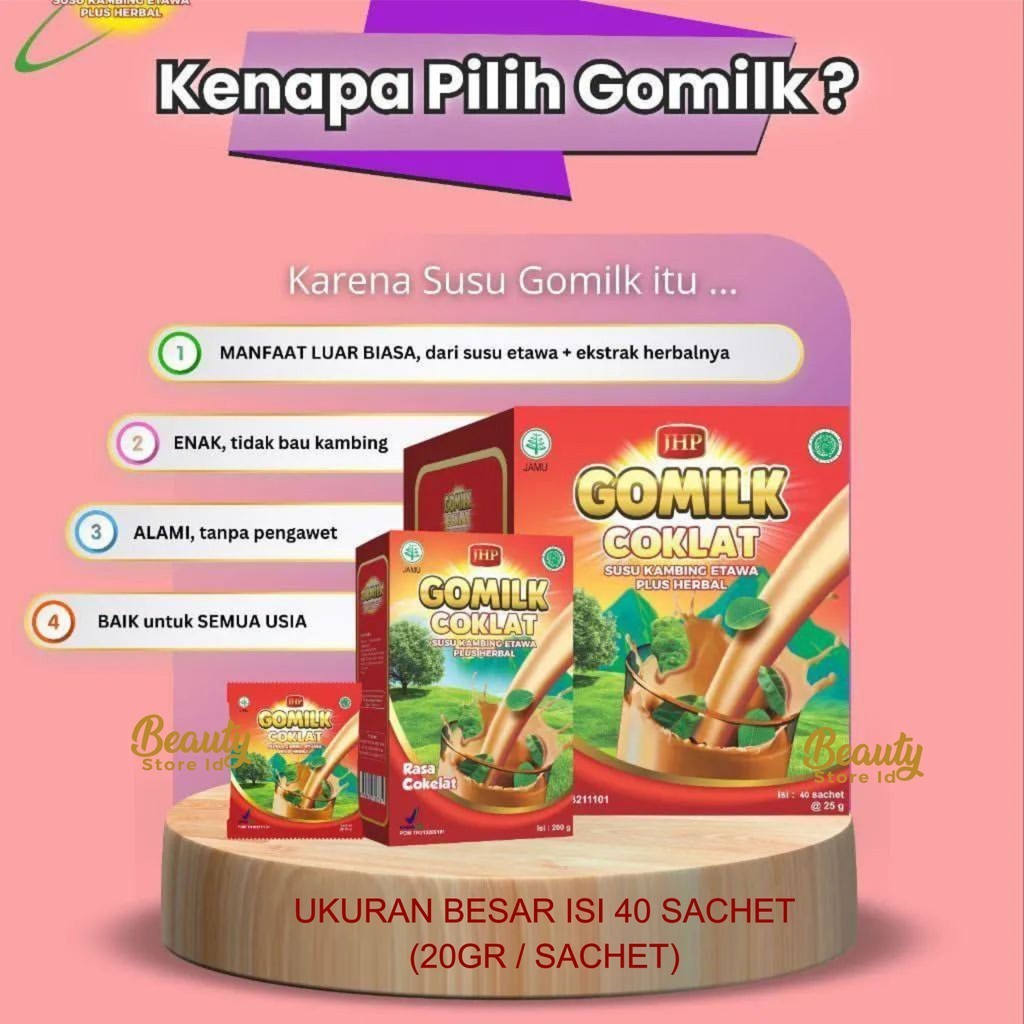 

CP - Gomilk Susu Kambing Etawa Plus Herbal Daun Kelor Ukuran 1Kg Isi 40 Sachet Penambah Nafsu Makan Obat Maag Penambah Imunitas Daya Tahan Tubuh