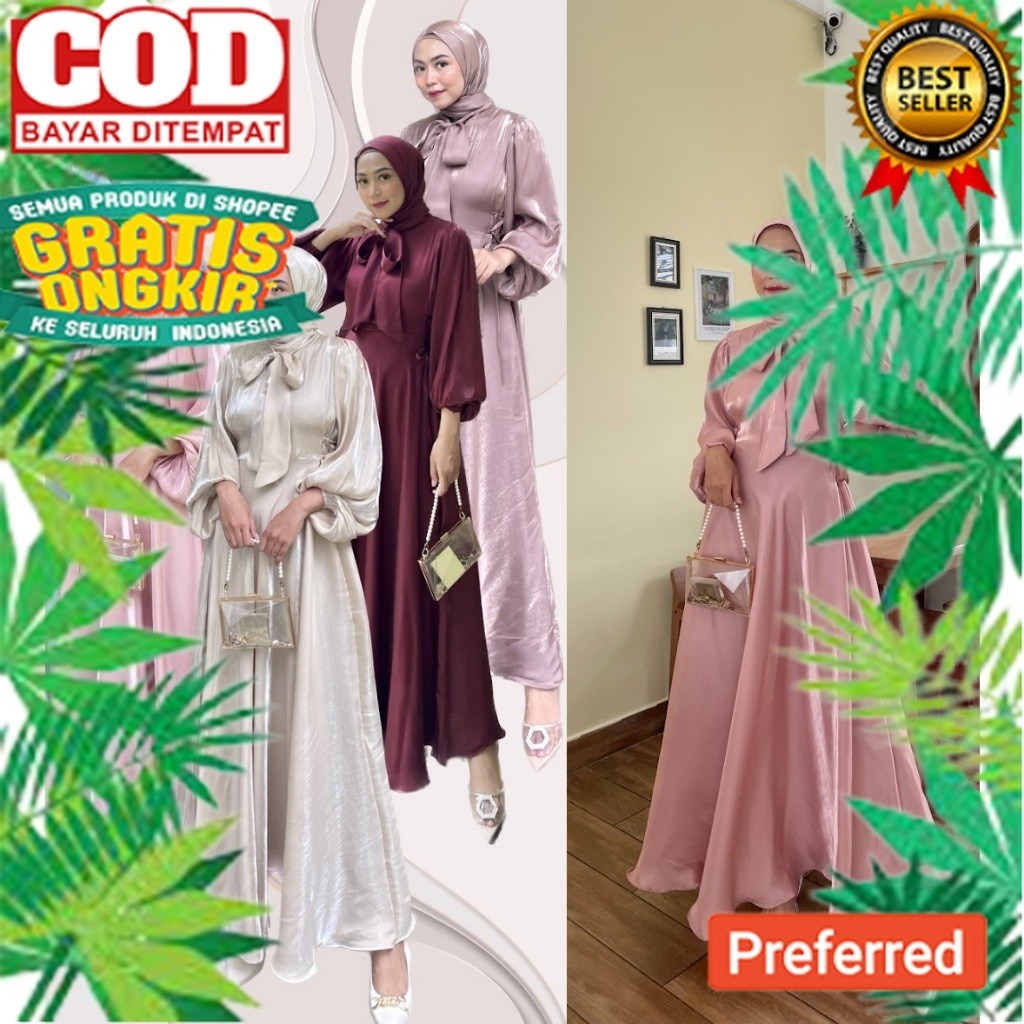 Dahlia Dress Kondangan Prewedding Lamaran Seragam Nikahan Gaun Pesta Maroon Gamis Murah Simple Baby 